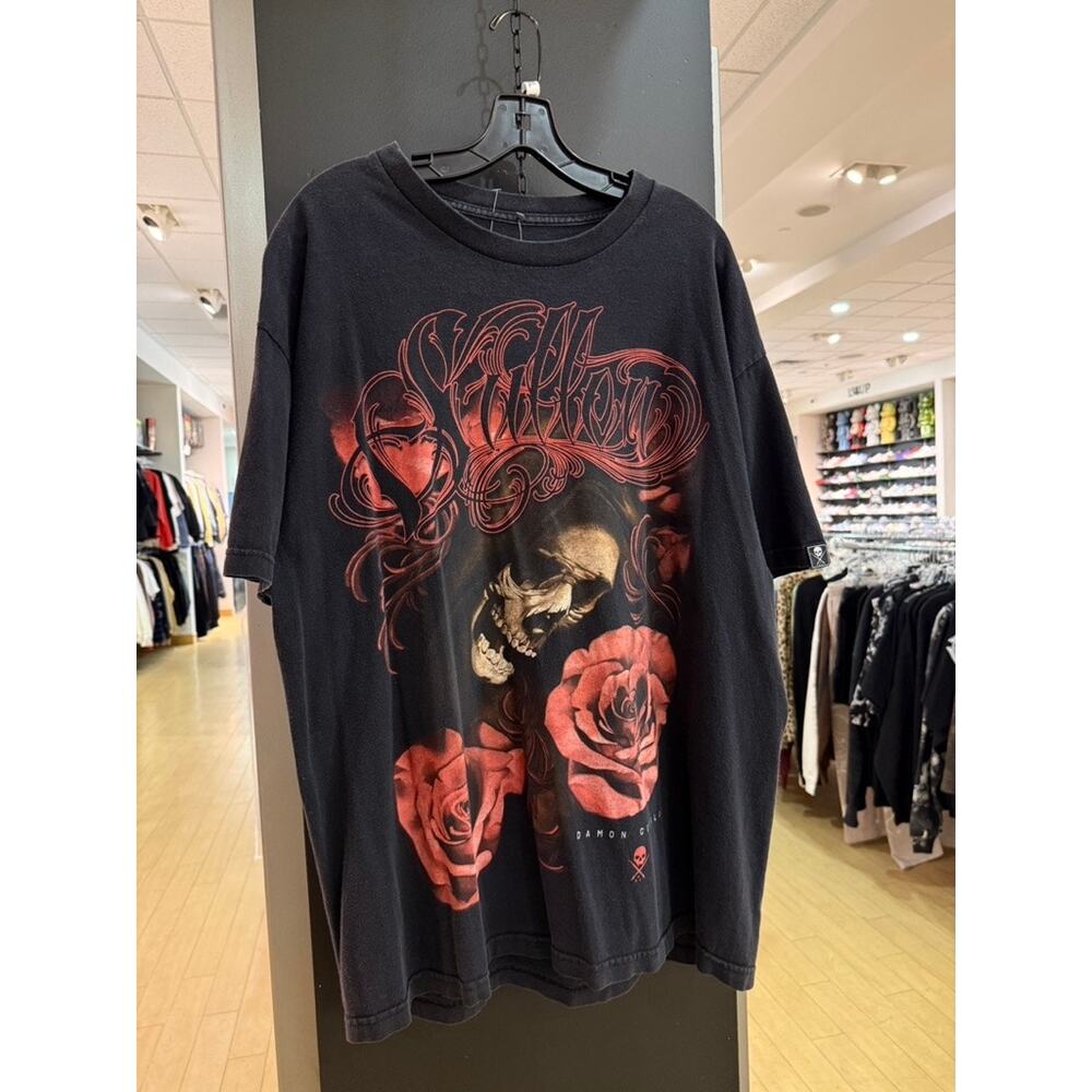 Y2K Sullen Art Collective Vintage Damon Franklin Death Rose Skull Tee Shirt